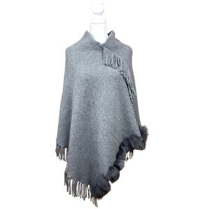 Mitchie’s 100% Wool Poncho with Canadian Fox Trim